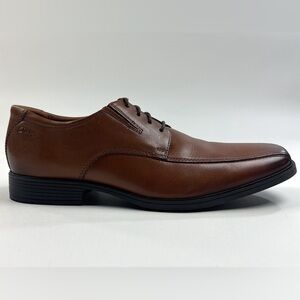 Clarks Tilden Walk Dark Tan Brown Leather Mens Dress Shoes Oxford 26130095